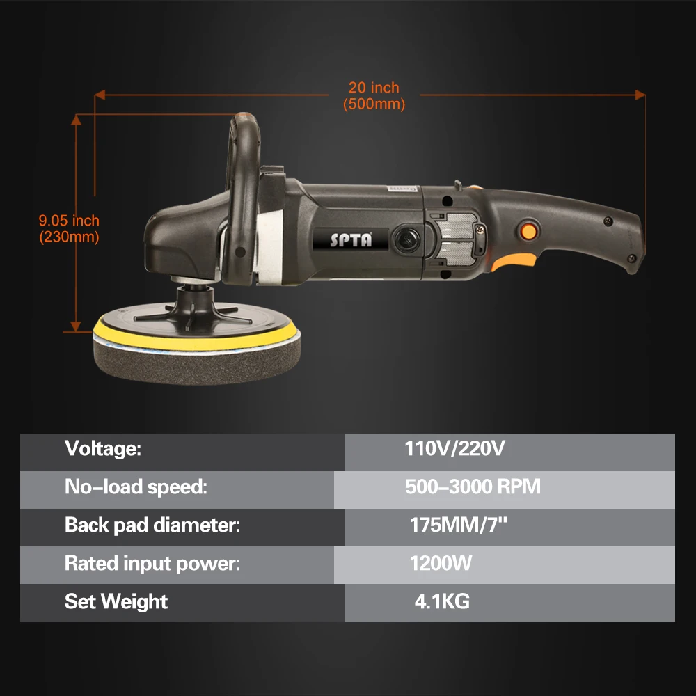 Вращающаяся полировальная машинка SPTA 7 дюймов 110 В/220 В | Автомобили и мотоциклы