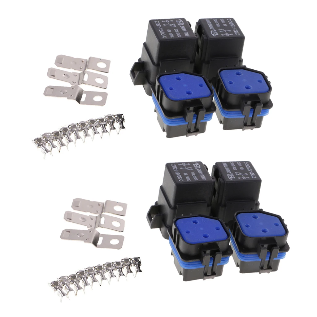 4 комплекта 12 В 40A AMP 5 Pin Реле и релейный держатель розетка интегрированный + клеммы