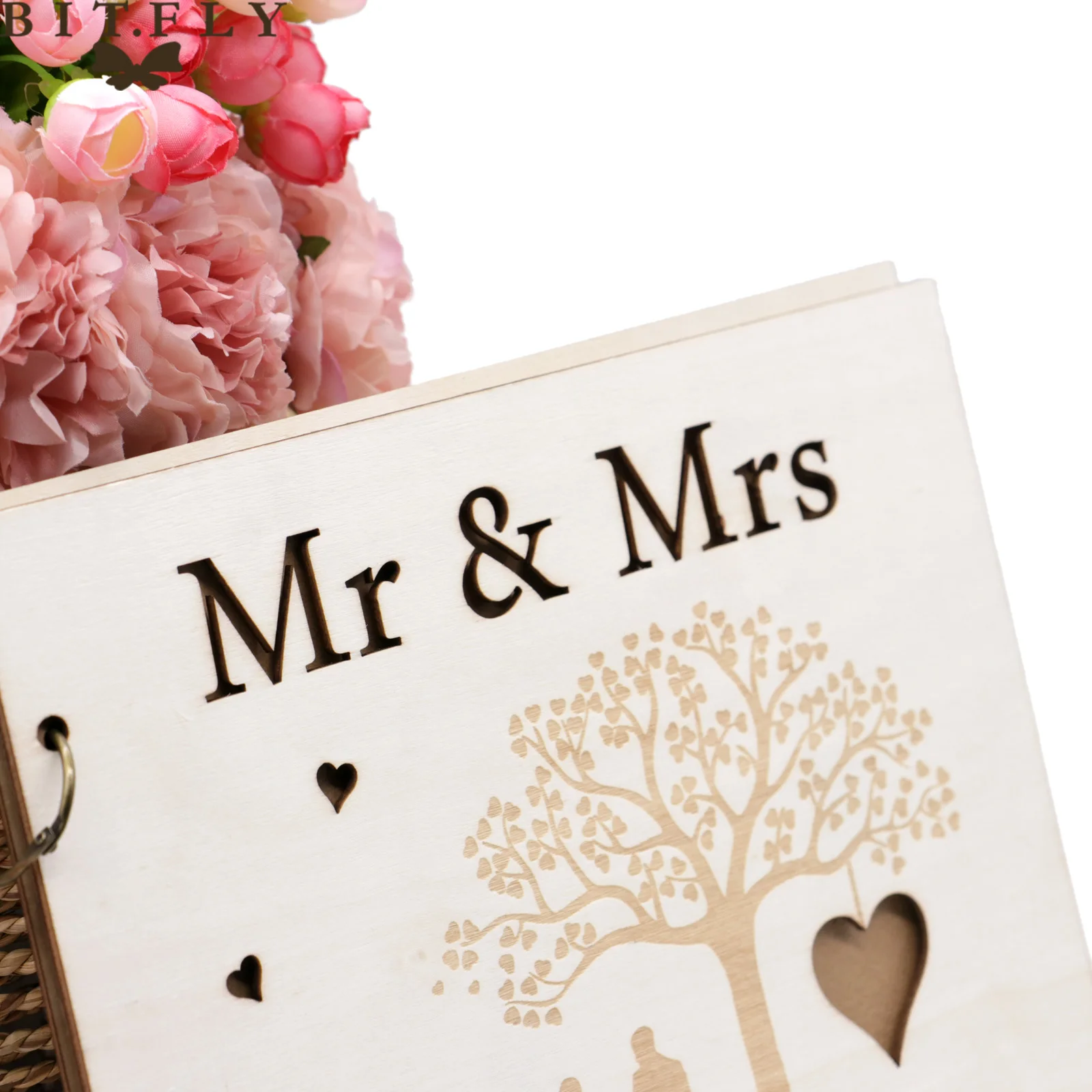 Персонализированные Свадебные книги для гостей деревянные полые сердца Mr Mrs guesbook