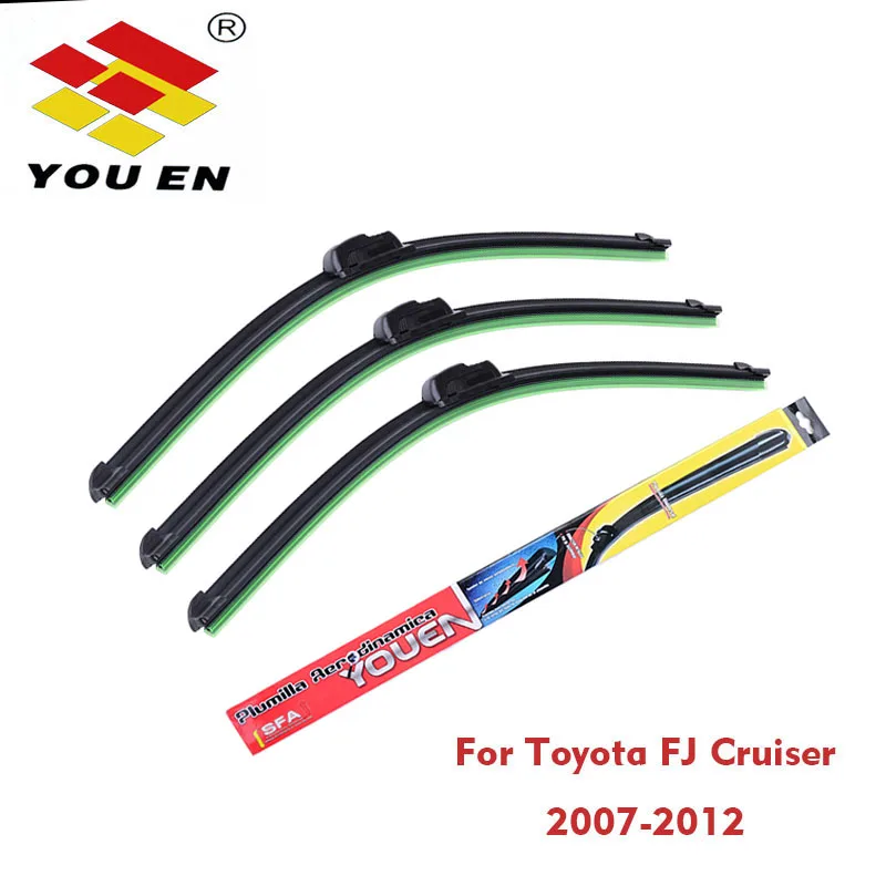 YOUEN 3 шт. щетка стеклоочистителя для Toyota FJ Cruiser 2007-2012 Автомобильная мягкая резиновая Безрамная Щетка стеклоочистителя ветровое стекло Стеклоочистители