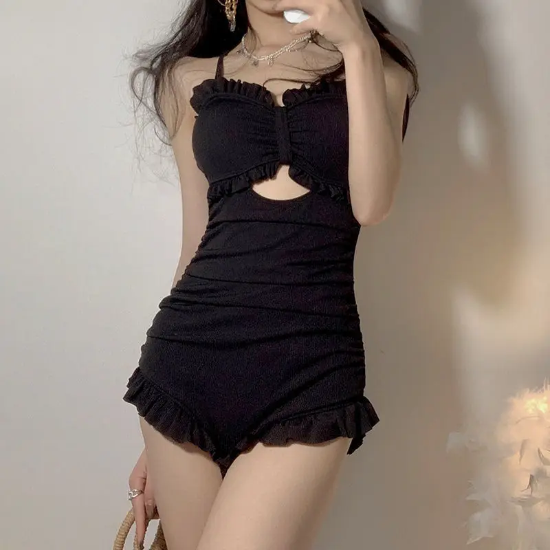 

Push Up One Piece Swimsuits Women's Swimwear Lace-up Bodysuits Solid High Cut Bathers 2021 Sexy Backless Bathing Suits