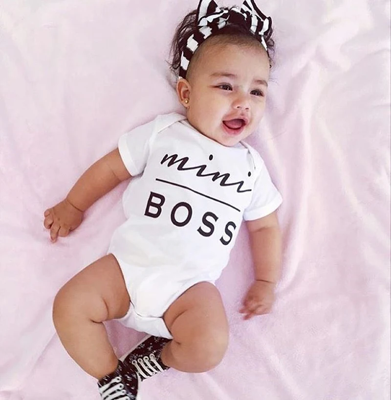 

Mini Boss Infant Newborn Print Letter Clothes Baby Girl Boy Romper Christmas Jumpsuit Summer Sunsuit Outfits Baby