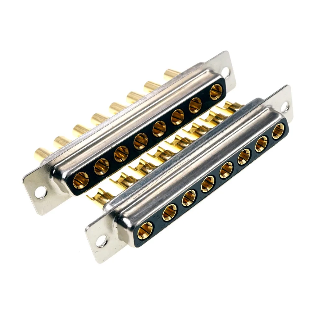 20pcs D-Sub Connector 30 A 8 Position High Power 8 Pin Combo Receptacle Socket Female Machined 8W8 Gold Panel Mount Wire Solder