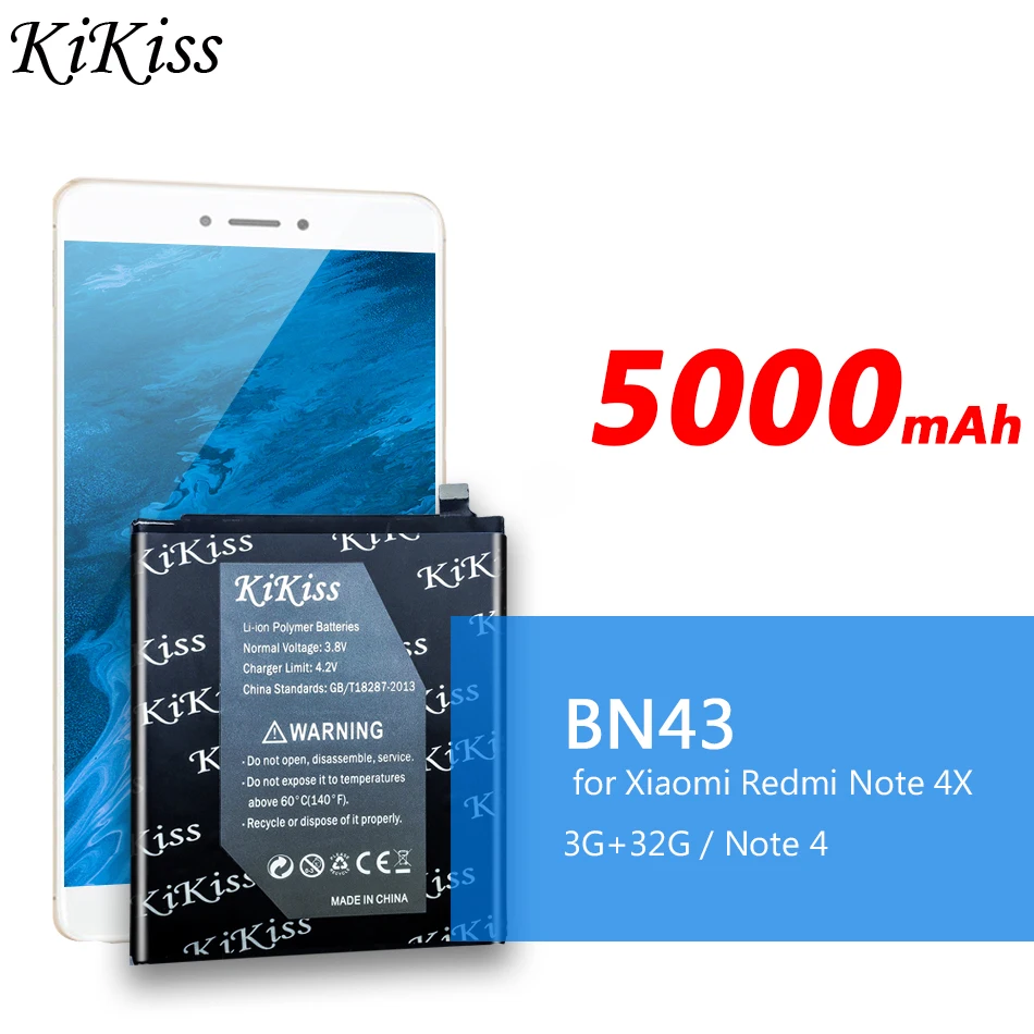 Мощный аккумулятор BN43 для Xiaomi Redmi Note 4X 3G + 32G/для 4 глобальная версия Snapdragon 625 5000 мАч