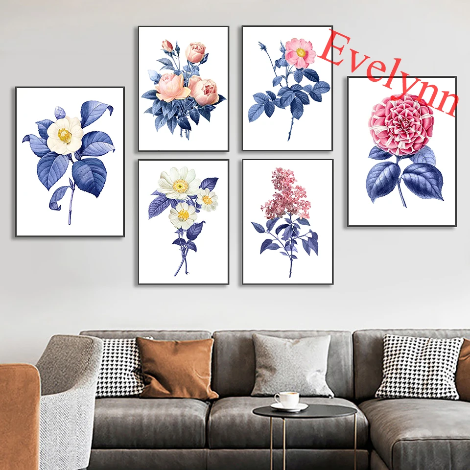 

Vintage Roses Peonies Flowers Posters, Hamptons Style, Watercolor Painting, Floral Botanical Home Decor Canvas Wall Art Prints