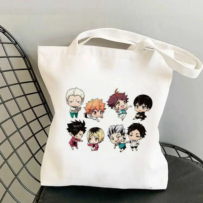 

Haikyuu shopping bag recycle bag grocery cotton bolsas de tela tote shopper bag reusable net sac tissu