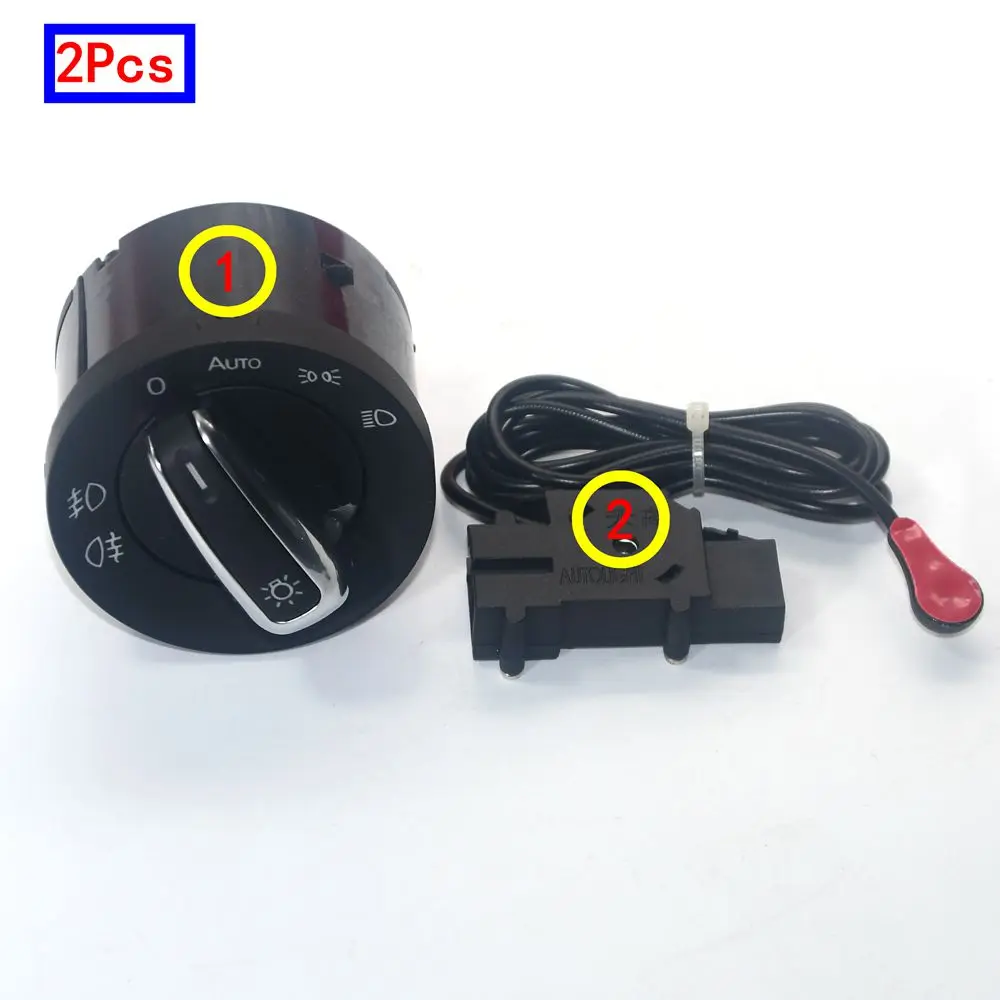 OEM хромированный переключатель+ Авто датчик фар для Passat B6 B7 Golf MK6 VI MK5 5ND 941 431 B 5ND941431B - Цвет: 2Pcs