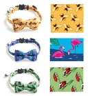 Мягкий регулируемый воротник с бабочкой и колокольчиком для кошки с галстуком-бабочкой и забавными узорами, яркий цвет для лета