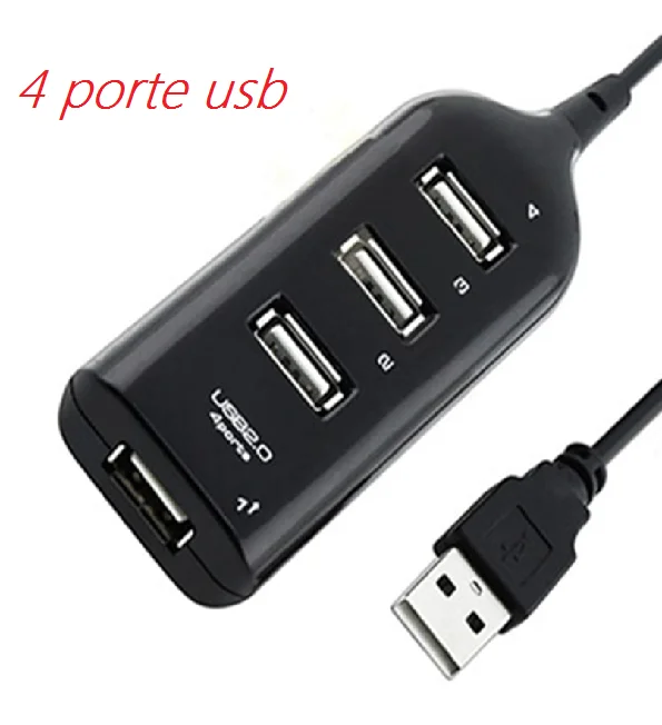 

Концентратор Sdoppiatore 4 порта USB мульти-порта 2 3 ноутбука ПК ноутбука разветвитель черный