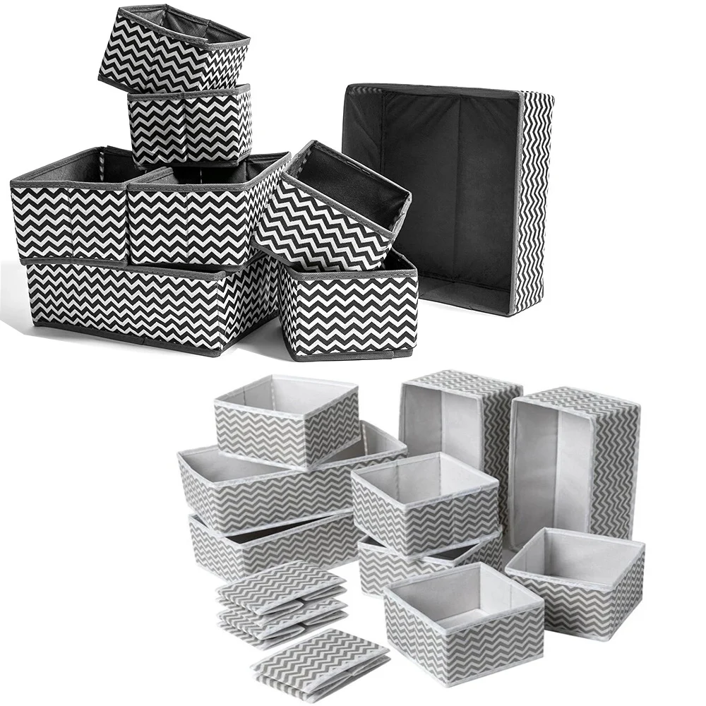 

Non-Woven Storage Box, Black And White Striped Foldable Underwear Storage Box, Wardrobe Space-Saving Organizer, Sundries Storage