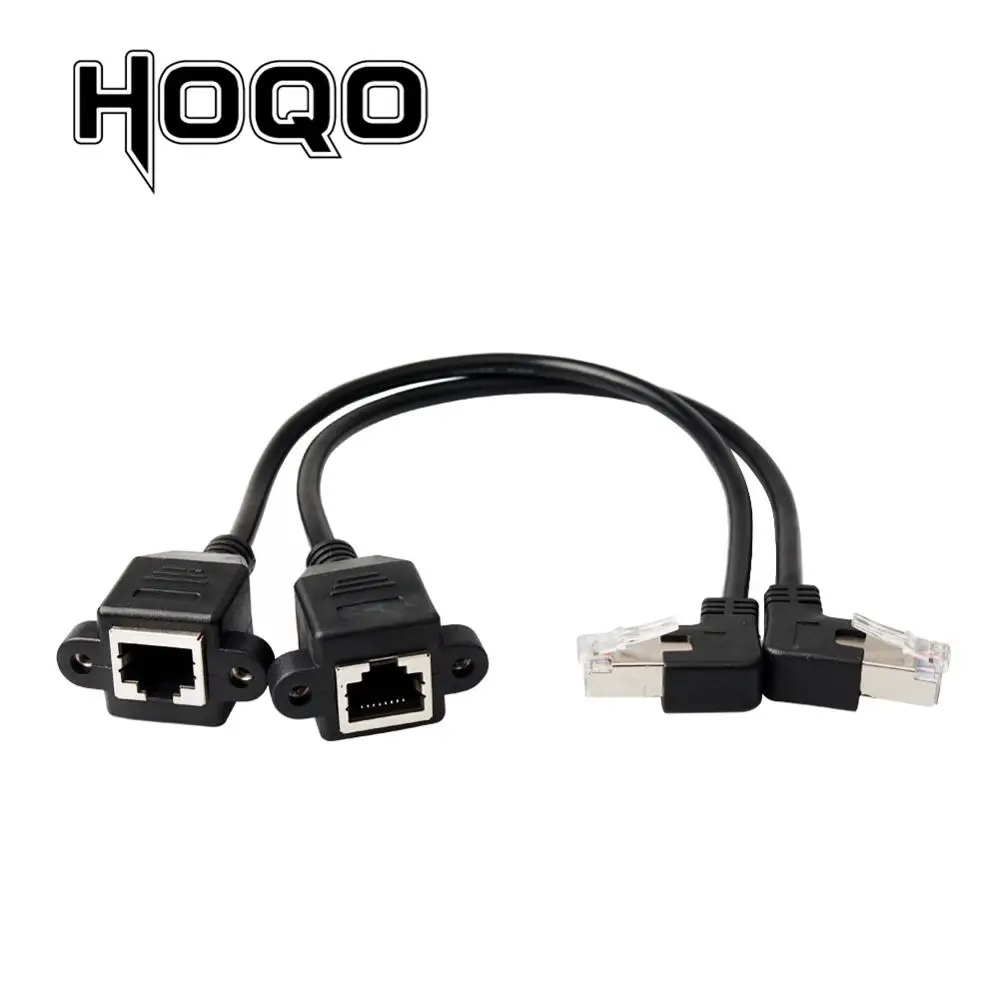 

Винтовой Удлинительный кабель ethernet с левым и правым углом 90 градусов, крепление на панели Rj45, LAN, вилка-гнездо, UTP, Cat5e, отверстие для шнура Инт...