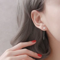s925 silver elegant lucky earrings female student simple earrings cute ear chain ears wire wholesale women fashion accessories