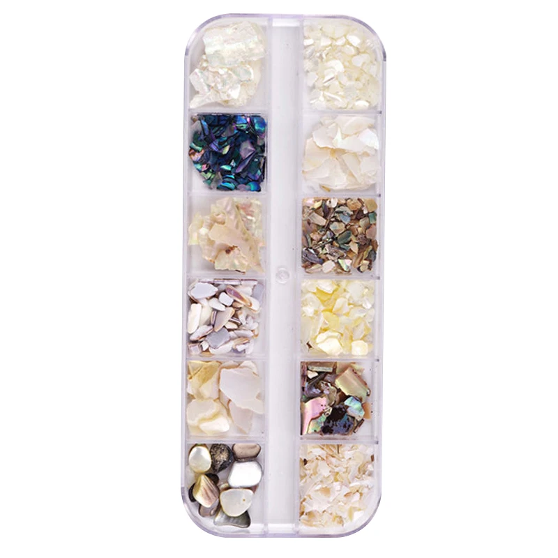 Камень ракушка для маникюра 12 цветов ракушки ногтей сверхтонкий декоративный