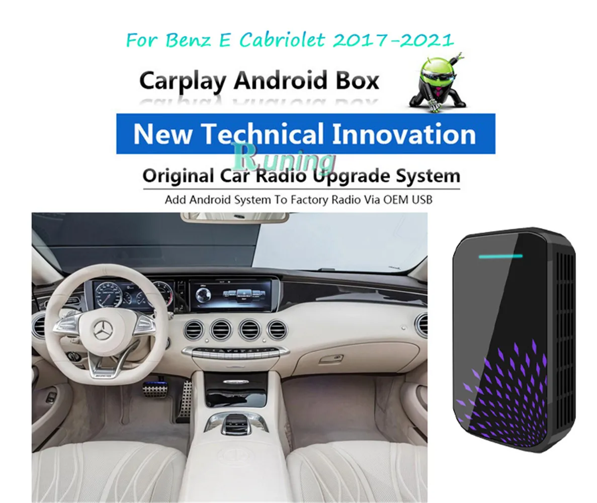 

Upgrade Radio Car Android Radio Stereo Carplay Box For Benz E Cabriolet 2017-2021 Car Multimedia Player BT GPS Navigation Unit