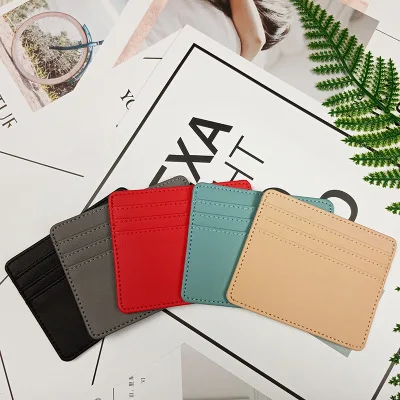 

Other#001 P Card package Fashion Minimalist Wallet PU Leather Credit Card Holder Short Purse Leather ID Card Holder Bank Multi