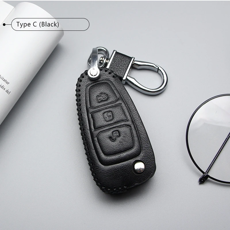 Leather Car Key Cover Case For Ford Transit Custom Explorer 5 Ranger F-150 Mondeo Mk4 MK5 MK3 3 Flex Ring Shell Accessories | Автомобили и
