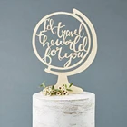 Персонализированный Деревянный шар для путешествий, топпер для торта на помолвку и свадьбу, я бы путешествовал по всему миру для украшения торта вручную