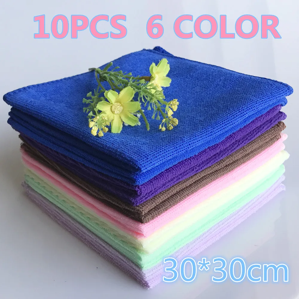 

10PCS 25*25cm Microfiber Car Cleaning Towel Blue Green Purple Automobile Glass Household Cleaning Small Motorcycle Washing