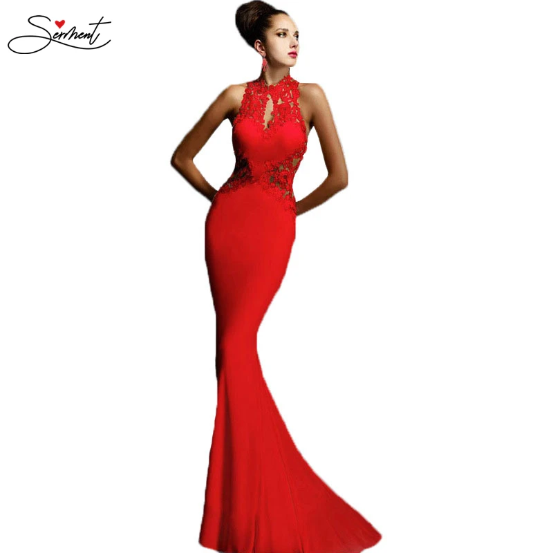 SERMENT Elegant Lace Mermaid Evening Dress Full Floral Print Lace Up Church Suitable for Evening Formal Dresses Evening Gown