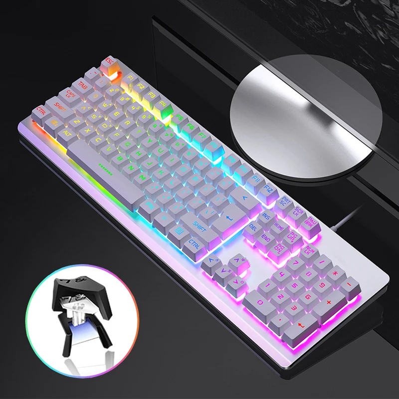 

LED Gaming Keyboard for PC Gaming Waterproof 104 Keys Mechanical Keyboard for Laptop Desktop Muti-color Backlight Gamer Keyboard