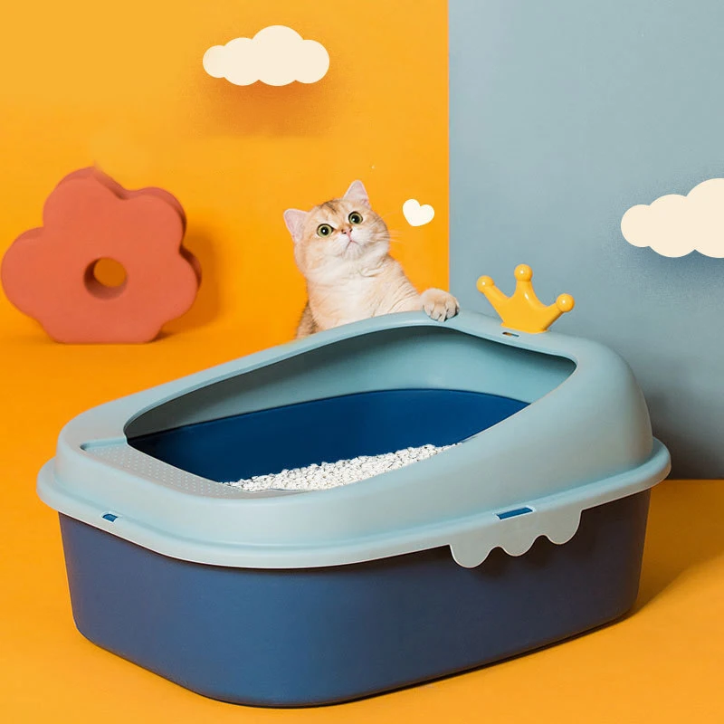 

Cat litter box design Semi-enclosed Sandbox big space toilet Prevent splash Tray goods for kittens big sand litter cat bedpans