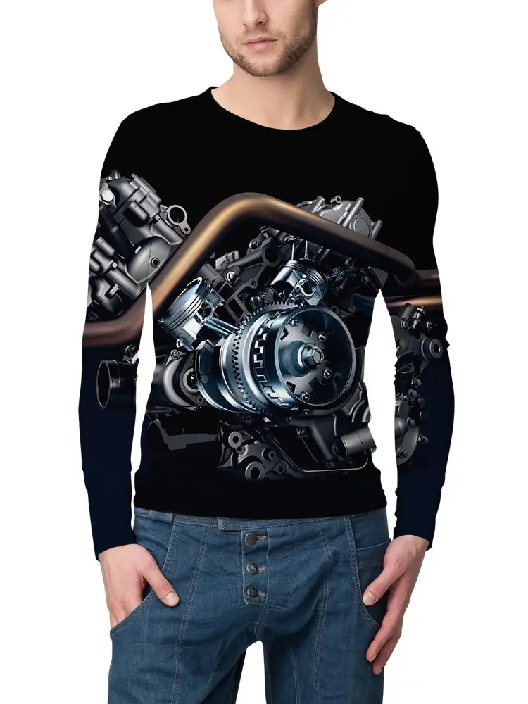 Свитшот мужской оверсайз с длинным рукавом и 3D-принтом | Мужская одежда