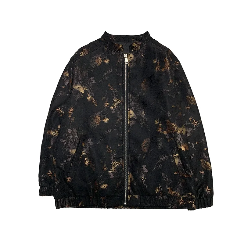Цветочный принт курточка бомбер для мужчин 2021 Мужские Винтажные хорошо защищают
