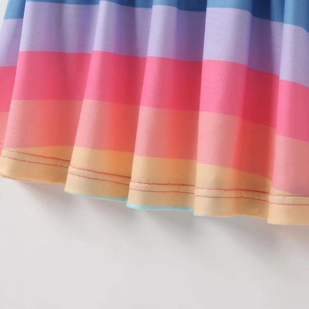 

Girls Sleeveless Color Matching Rainbow Striped Princess Dress 2021 Spring Summer New Children's Dress For 0-3 Years