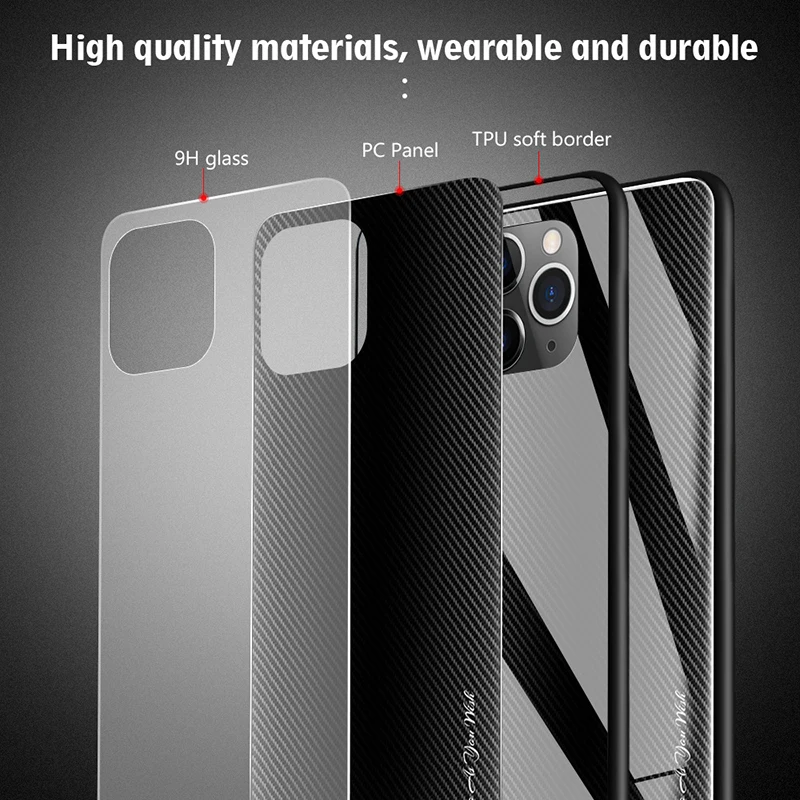 Gradient Tempered Glass Texture Back Phone Case For iPhone 11 Pro Max XS XR 8 7 6 Plus SE 2020 Full Cover TPU | Мобильные телефоны