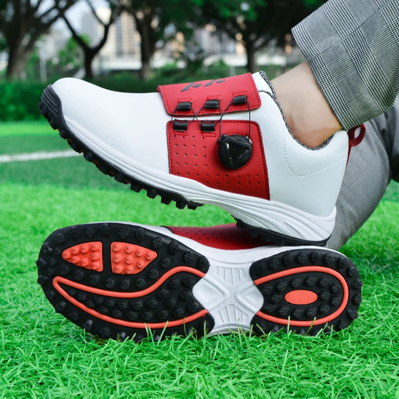 

Men's Golf Tour Shoes Leather Golf Sport Sneakers for Men Athletic Golf Training Shoes Anti Slip Golfing Shoes Quick Lacing Golf