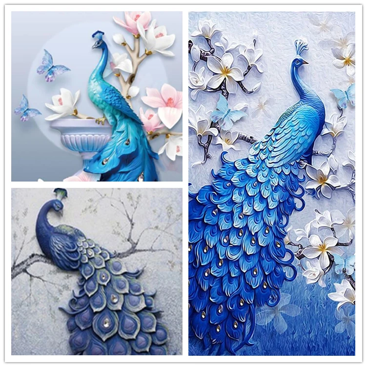 Алмазная картина большого размера Бабочка павлин цветок сделай сам 5D полная