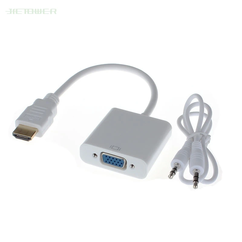 

High Quality Portable 3.5 or 3.5 audio socket to R + L HDMI Male to VGA Converter Adapter With Audio USB Cable for PC 10pcs/lot