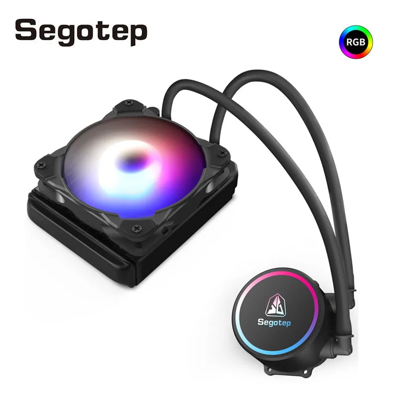 Segotep PC Water Cooler 120mm 4Pin PWM Fan 12V Heat Sink Cooler LGA 2011 2066 1150 1151 1155 1156 AM4 CPU Liquid Cooling RGB