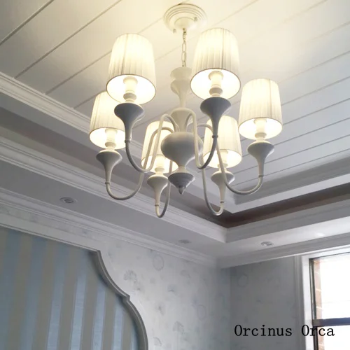 

Mediterranean Creative Blue chandelier living room dining room bedroom American Rural LED color Iron Chandelier