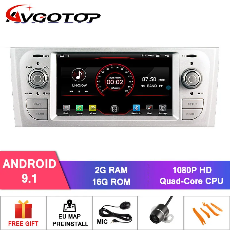 AVGOTOP Android 9 Автомагнитола для FIAT OID PUNTO MP3 MP4 Автомобильный Wi-Fi gps Мультимедиа