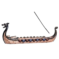 resin dragon on viking boat ornament incense stick holder for festival aquarium ornament decoration crafts