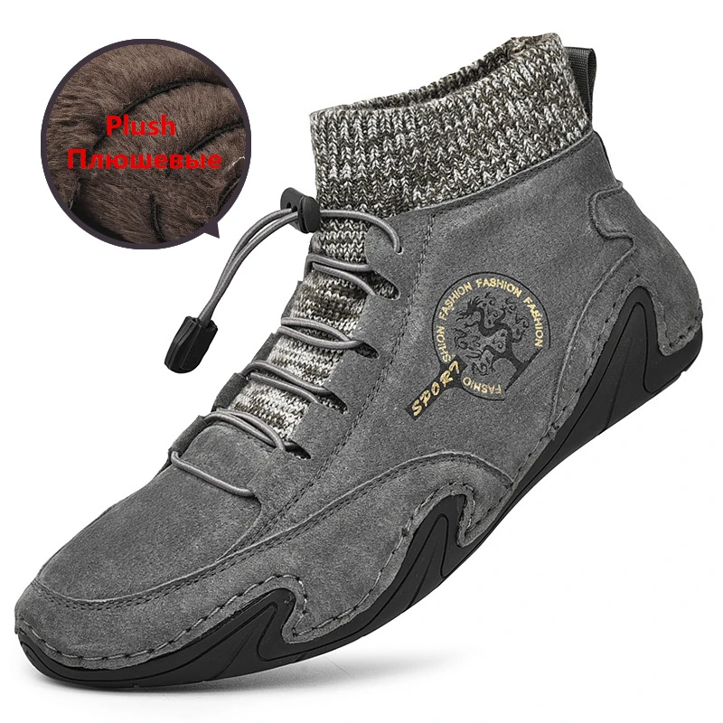 

Мужская обувь больших размеров, дизайнерские мужские ботинки, сохраняющие тепло, модные Нескользящие высокие ботильоны с высоким берцем, мужская обувь с носками, Zapatillas