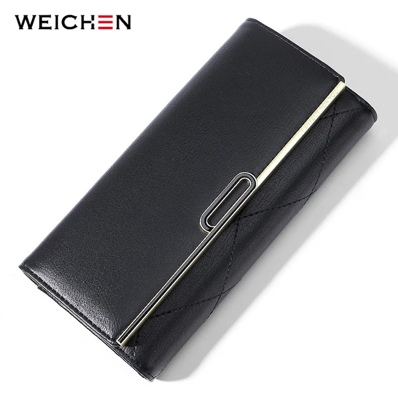 

WEICHEN Enamel Geometric Designer Women Wallet Card Holder Phone Pocket Thifold Pu Leather Female Long Clutch Purse Ladies Brand