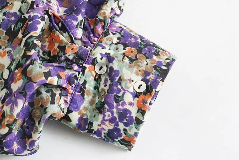 Женская винтажная блузка кимоно с цветочным принтом плиссированная рубашка