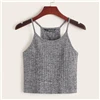 SHEIN серый ребристый Вязаный топ на бретельках Женские жилеты Женская Базовая одежда эластичный тонкий крой осень Спагетти ремень повседневные топы