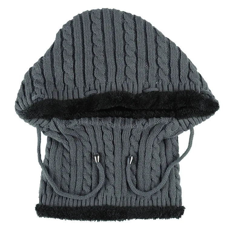 

New Hat Female Winter Outdoor Cycling Cold Plus Warm Knit Ski Hat Fashion Bib One-piece Cap Beanies
