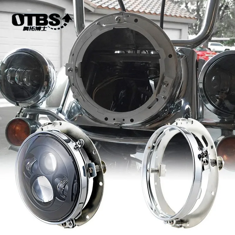 7 дюймовый светодиодный фар Белый DRL с дюймов кронштейн для Harley Touring Electra Road King Street