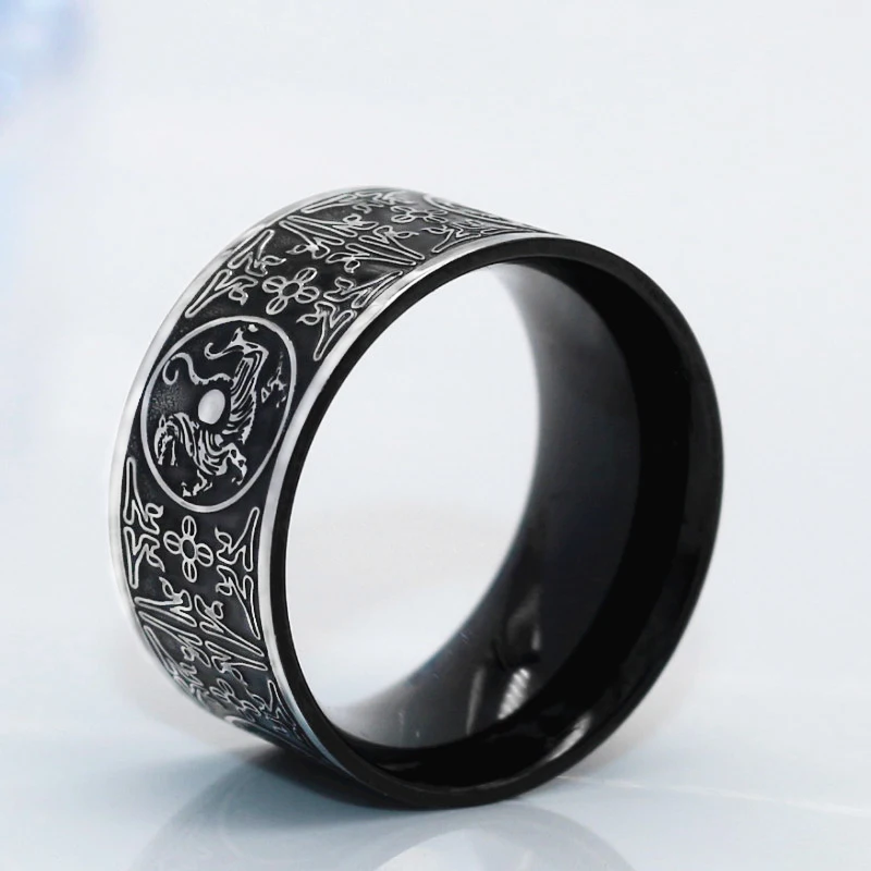 Viking, нержавеющая сталь, дракон, мужское кольцо, готическое, черное кольцо, Северная Европа, Тор, китайский стиль, очаровательные ювелирные изделия, уникальные, bague homme