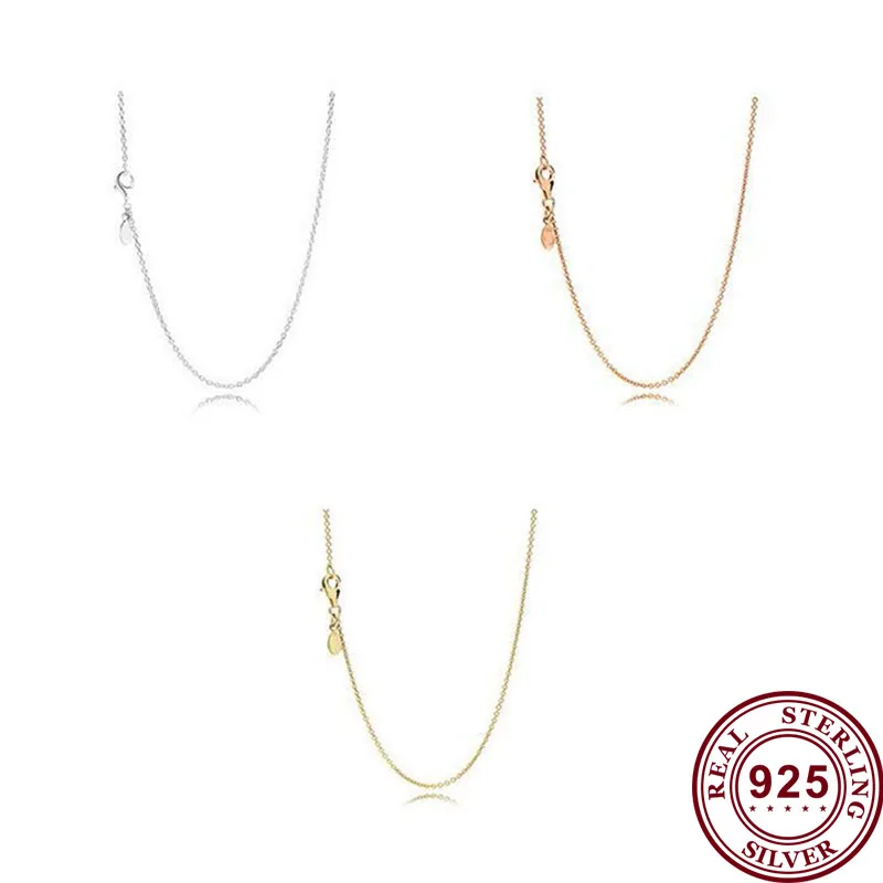 

Original 925 Sterling Silver Pan necklace Shiny Three Color Basic Pan necklace For Women Wedding Party Gift Fashion Jewelry