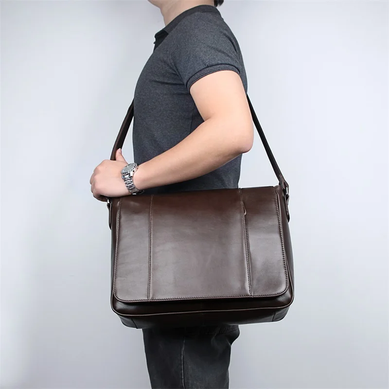 

Сумки на плечо для мужчин 14 "ноутбук дорожные сумки из натуральной кожи мужская деловая сумка через плечо