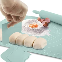 silicone baking pastry mat rolling pin set with 3 scrapers measurement fondant mat dough rolling mat thick nonstick for cooking