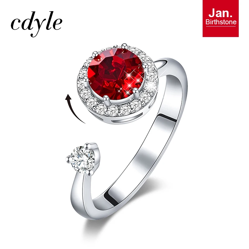 Cdyle кольцо из розового золота, украшенное кристаллом от Swarovski, ювелирные изделия, регулируемый размер, кольца для женщин, подарок на день рождения - Цвет основного камня: Jan. R1040A-S