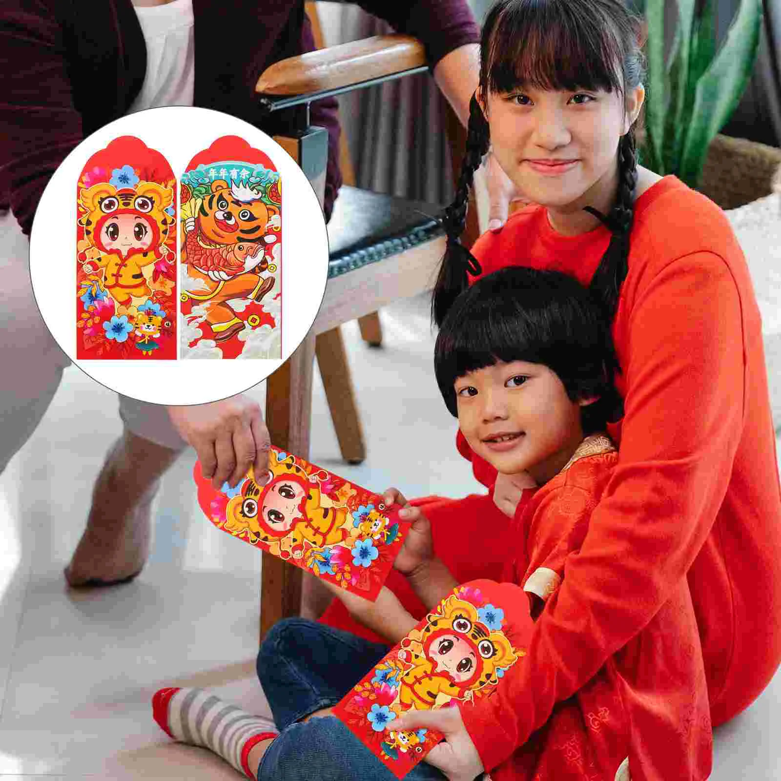

12Pcs Cartoon Tiger Pattern Red Envelopes Red Envelopes for The Year of Tiger
