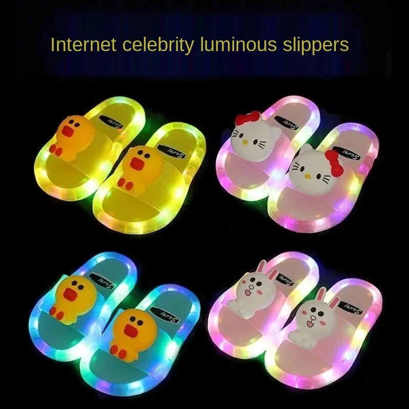 Шлепанцы для девочек и мальчиков Мультяшные пляжные сандалии с улыбкой радужные