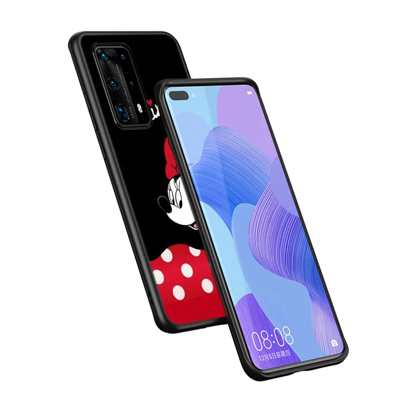Red Mickey Minnie For Huawei P50 P40 P30 P20 P10 Pro Lite P Smart Z 2021 2019 4G 5G Silicone Soft Black Phone Case